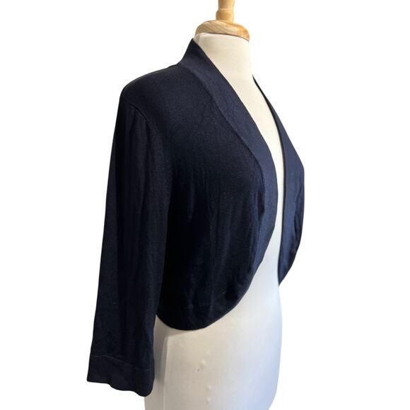 NWT Jessica Howard Open-Front Cardigan Shrug Bolero Women 1X Navy Blue XL - Picture 2 of 7